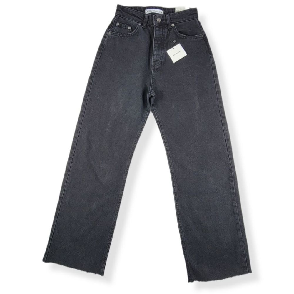 Zara Black Raw hem Jeans Size 2